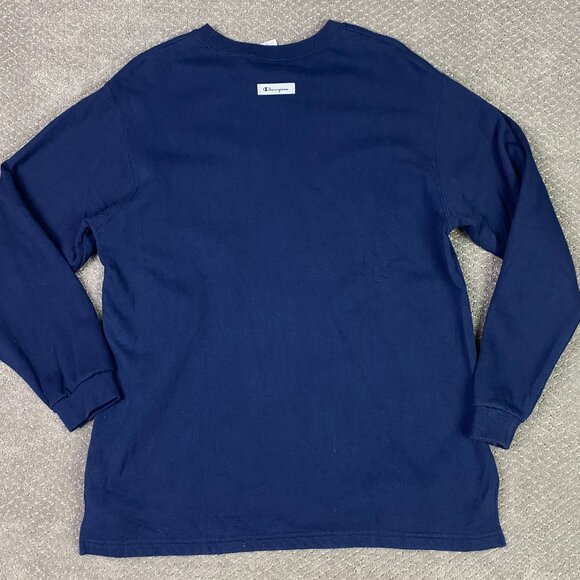 Vintage 90s Champion Sweatshirt Adult XL Blue Script Hi Lo High Low Made in USA - Picture 3 of 13